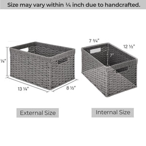 Rectangular Woven Paper Rope Basket, 2 Pack