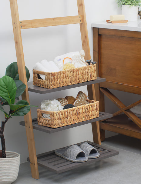 Rectangular Wicker Basket with Built-in Handles, Small, 2 Pack