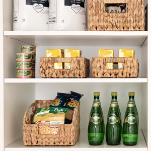 Rectangular Water Hyacinth Basket with Built-in Handles, Small, 2 Pack