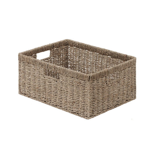 Large Rectangular Wicker Basket with Built-in Handles, 1 Pack