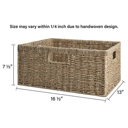 StorageWorks Large Rectangular Wicker Basket with Built-in Handles, 1 Pack