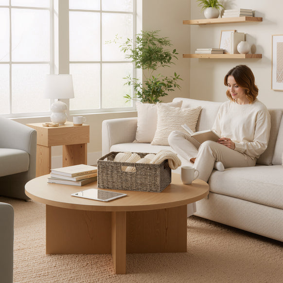 Large Rectangular Wicker Basket with Built-in Handles, 1 Pack