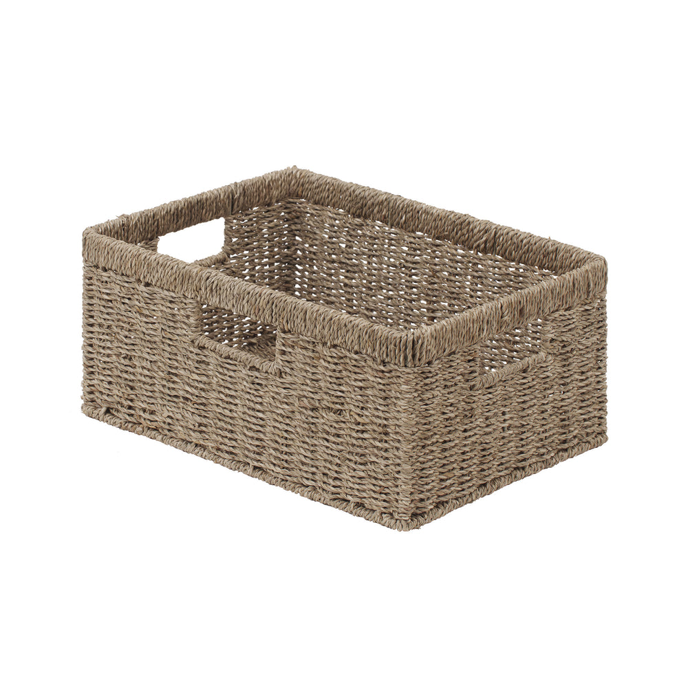 Large Rectangular Seagrass Basket with Built-in Handles, 1 Pack