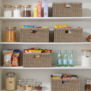 Large Rectangular Seagrass Basket with Built-in Handles, 1 Pack