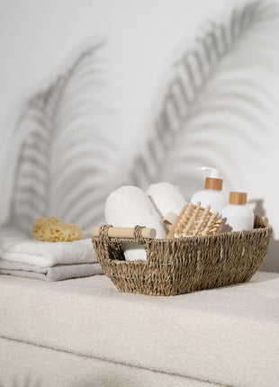 Wicker Basket for Organizing, Basket with Wooden Handles, 2 Pack