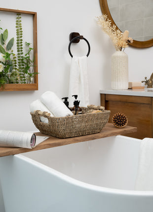 Wicker Basket for Organizing, Basket with Wooden Handles, 2 Pack
