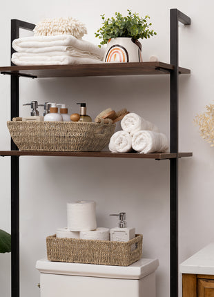 Wicker Basket for Organizing, Basket with Wooden Handles, 2 Pack