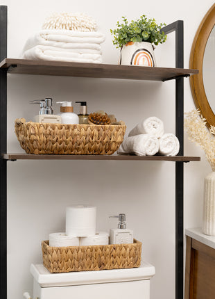 Wicker Basket for Organizing, Basket with Wooden Handles, 2 Pack