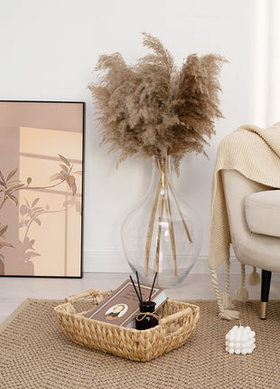 Wicker Basket for Organizing, Basket with Wooden Handles, 2 Pack