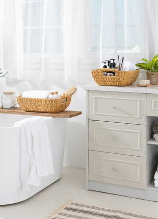 Wicker Basket for Organizing, Basket with Wooden Handles, 2 Pack