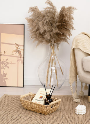 Wicker Basket for Organizing, Basket with Wooden Handles, 2 Pack