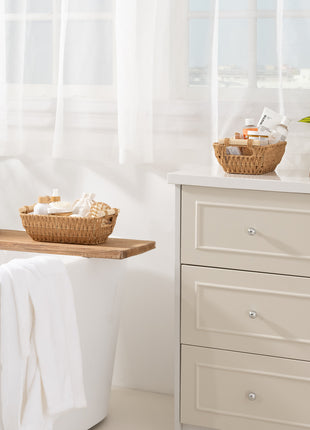 Handwoven Wicker Basket with Wooden Handles, Paper Rope, 2 Pack