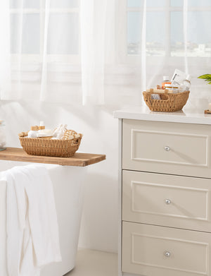 Handwoven Wicker Basket with Wooden Handles, Paper Rope, 2 Pack