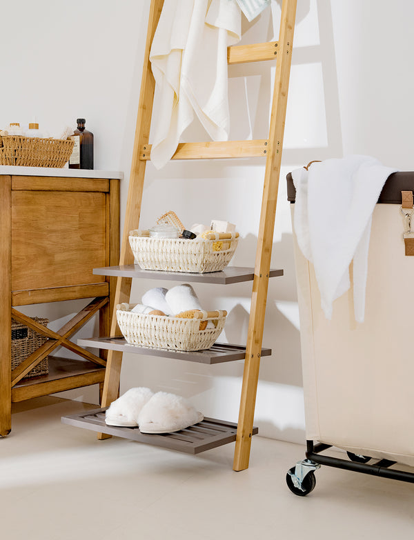 Handwoven Wicker Basket with Wooden Handles, Paper Rope, 2 Pack