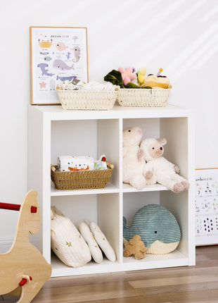 Wicker Basket for Organizing, Basket with Wooden Handles, 2 Pack