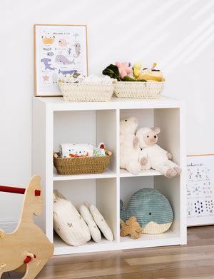 Handwoven Wicker Basket with Wooden Handles, Paper Rope, 2 Pack