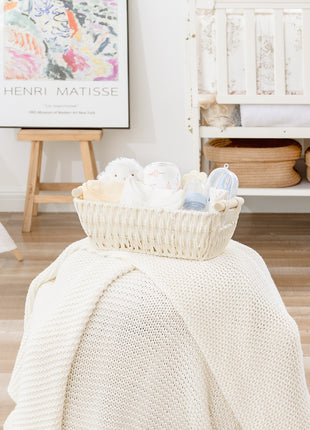 Wicker Basket for Organizing, Basket with Wooden Handles, 2 Pack