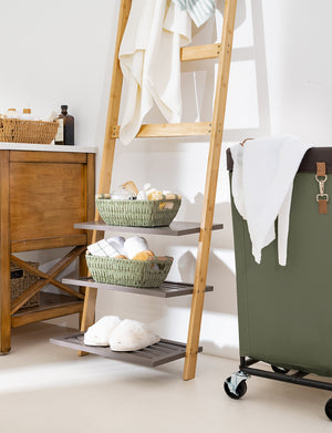 Handwoven Wicker Basket with Wooden Handles, Paper Rope, 2 Pack