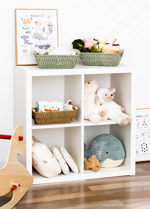 Wicker Basket for Organizing, Basket with Wooden Handles, 2 Pack