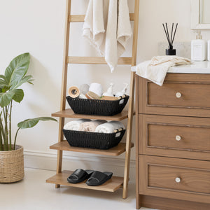 Handwoven Wicker Basket with Wooden Handles, Paper Rope, 2 Pack
