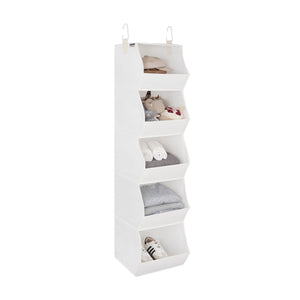 Hanging Closet Organizer, Trapezoid Shelf Design