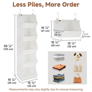 Hanging Closet Organizer, Trapezoid Shelf Design