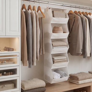 Hanging Closet Organizer, Trapezoid Shelf Design