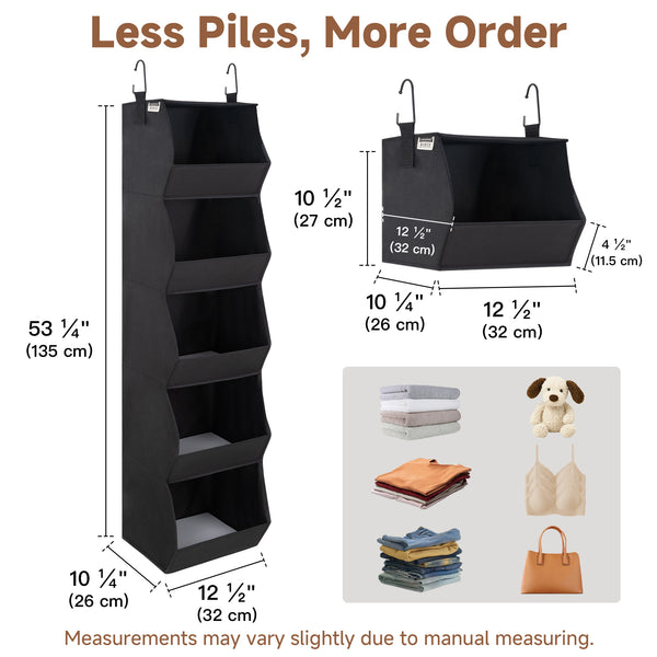 Hanging Closet Organizer, Trapezoid Shelf Design