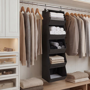 Hanging Closet Organizer, Trapezoid Shelf Design