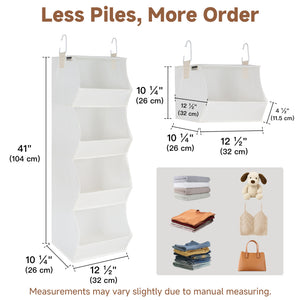 Hanging Closet Organizer, Trapezoid Shelf Design