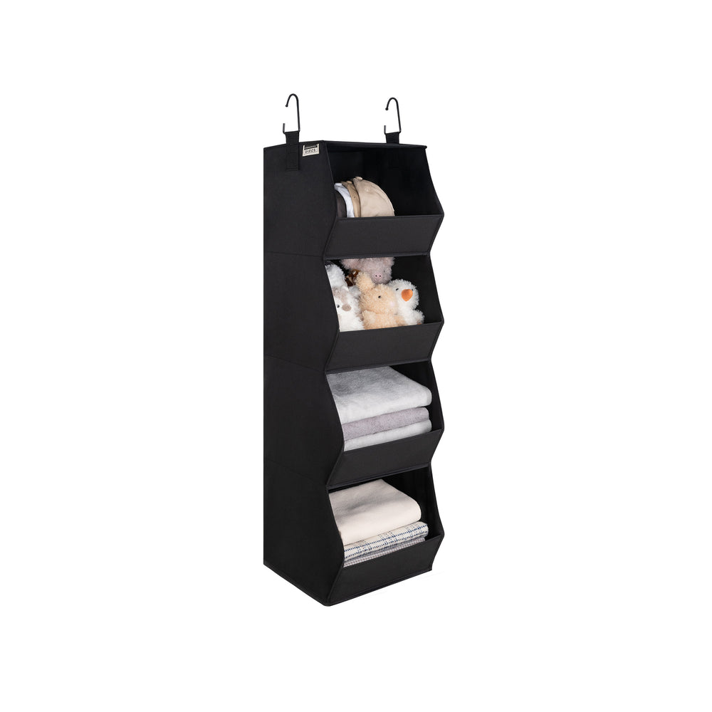 Hanging Closet Organizer, Trapezoid Shelf Design
