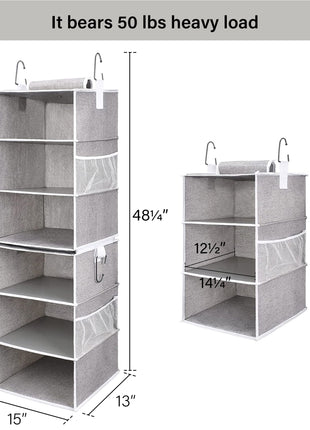 6-Shelf Jumbo Closet Organizers, Two 3-Shelf Separable Hanging Shelves