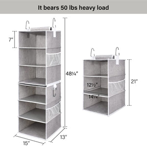 6-Shelf Jumbo Closet Organizers, Two 3-Shelf Separable Hanging Shelves