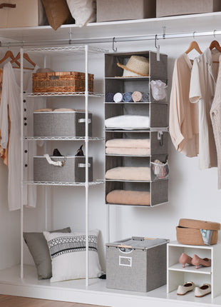 6-Shelf Jumbo Closet Organizers, Two 3-Shelf Separable Hanging Shelves