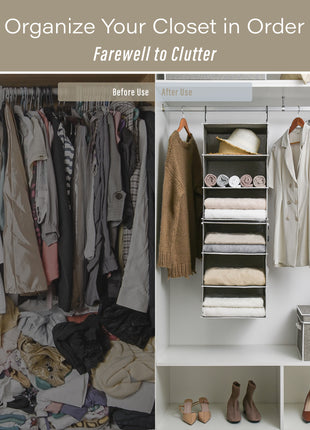 6-Shelf Jumbo Closet Organizers, Two 3-Shelf Separable Hanging Shelves