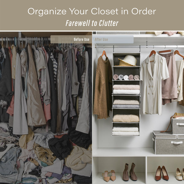 6-Shelf Jumbo Closet Organizers, Two 3-Shelf Separable Hanging Shelves