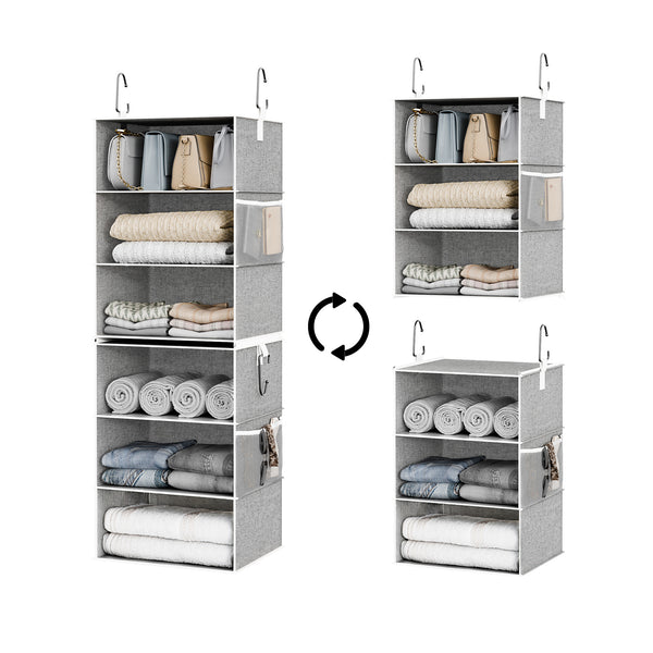 6-Shelf Closet Organizer, Splits into Two 3-Shelf Units