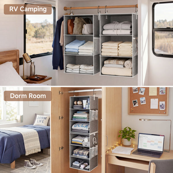 6-Shelf Closet Organizer, Splits into Two 3-Shelf Units