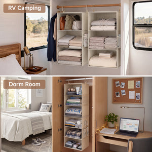 6-Shelf Closet Organizer, Splits into Two 3-Shelf Units
