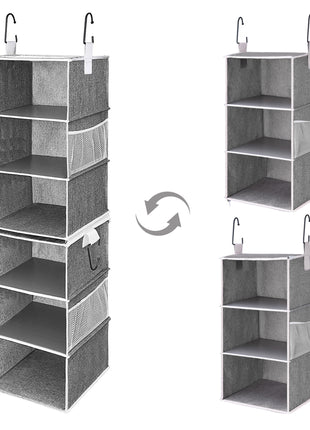 6-Shelf Jumbo Closet Organizers, Two 3-Shelf Separable Hanging Shelves