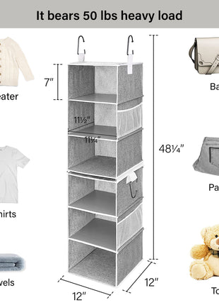 6-Shelf Jumbo Closet Organizers, Two 3-Shelf Separable Hanging Shelves