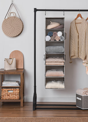 6-Shelf Jumbo Closet Organizers, Two 3-Shelf Separable Hanging Shelves