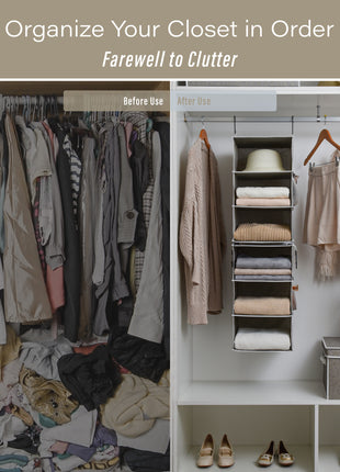 6-Shelf Jumbo Closet Organizers, Two 3-Shelf Separable Hanging Shelves