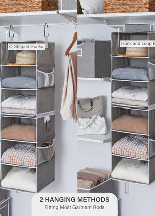 6-Shelf Jumbo Closet Organizers, Two 3-Shelf Separable Hanging Shelves