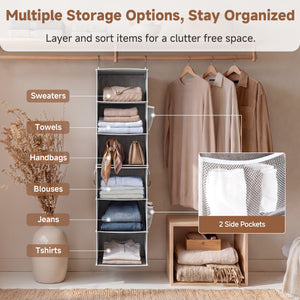 6-Shelf Closet Organizer, Splits into Two 3-Shelf Units