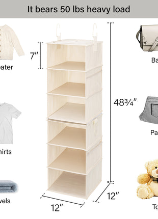 6-Shelf Jumbo Closet Organizers, Two 3-Shelf Separable Hanging Shelves