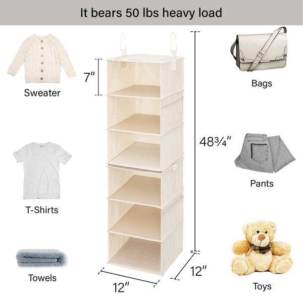 6-Shelf Jumbo Closet Organizers, Two 3-Shelf Separable Hanging Shelves