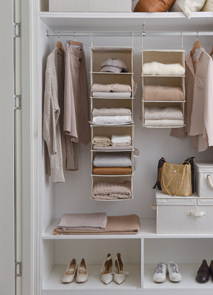 6-Shelf Jumbo Closet Organizers, Two 3-Shelf Separable Hanging Shelves