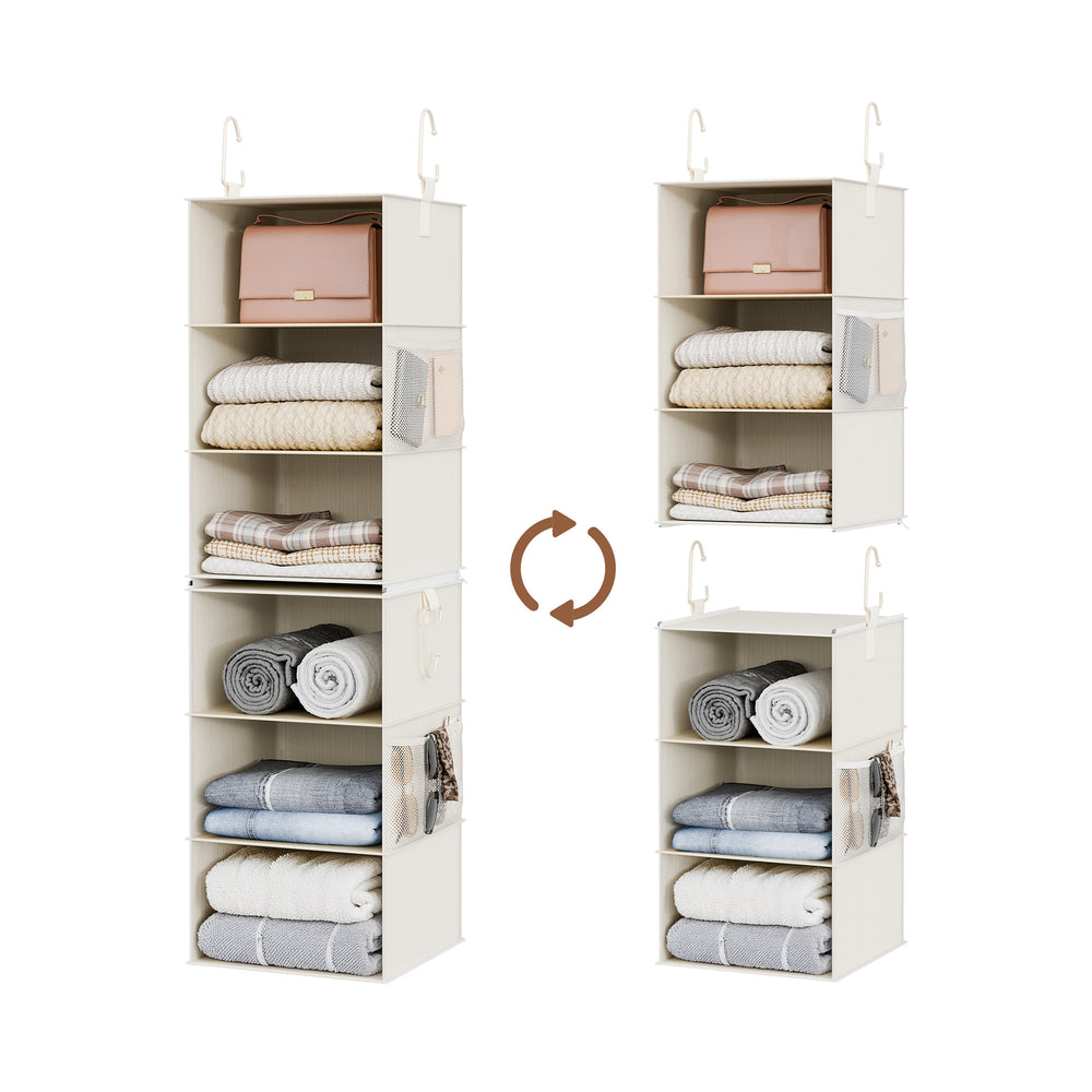 6-Shelf Closet Organizer, Splits into Two 3-Shelf Units