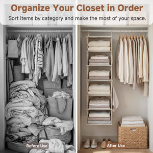 6-Shelf Closet Organizer, Splits into Two 3-Shelf Units